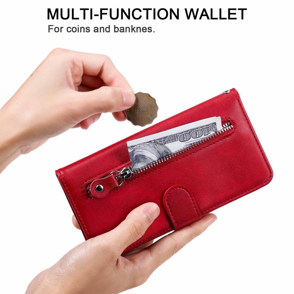 Suitable for Huawei P40 mobile phone leather case, calf pattern zipper wallet insert card bracket anti-drop protective case A91