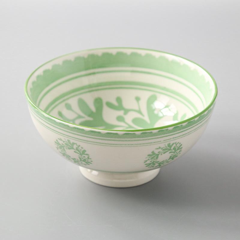 Japanese 6 Inch Noodle Bowl Ceramic Underglaze High Foot Salad Bowl for Home Ramen