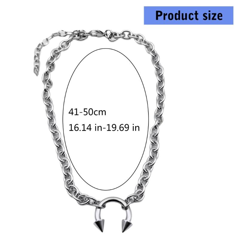 Geometric Nose Clip Collarbone Necklace Stainless Steel Adjustable Neck Chain Jewelry For Club Party Daily Wear