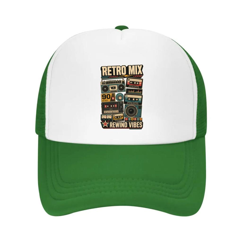 Retro Boombox Mix Tape Revival Mesh Baseball Cap Casual Hat Outdoor For Womens Unisex FeUnisex