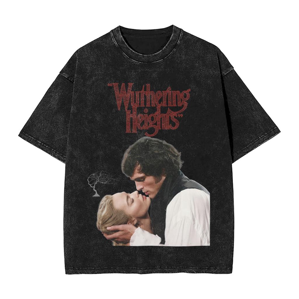 Wuthering Heights 2026 Movie Washed T Shirt Vintage Streetwear Men Women Oversize Tee T-Shirts Short Sleeve