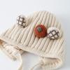 Knitted Baby Winter Hat with Plaid Ear Details Earflap Beanie Infant Knit Hat  Cold Weather Outings