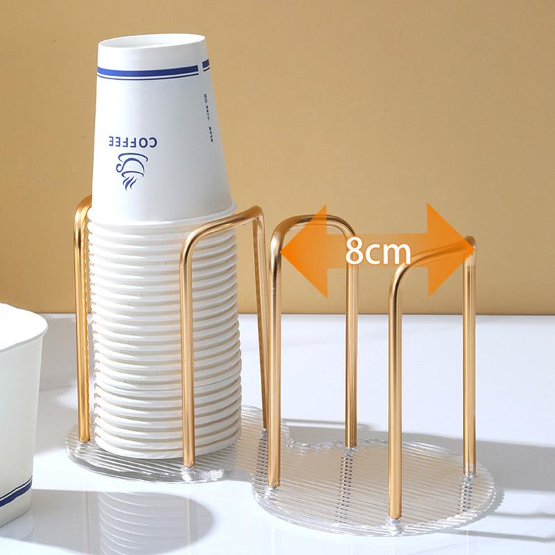 Luxury Disposable Cup Storage Holder Water Tea Cups Dispenser Rack Shelf with Longer Stick Mug Display Stand Home Organizer