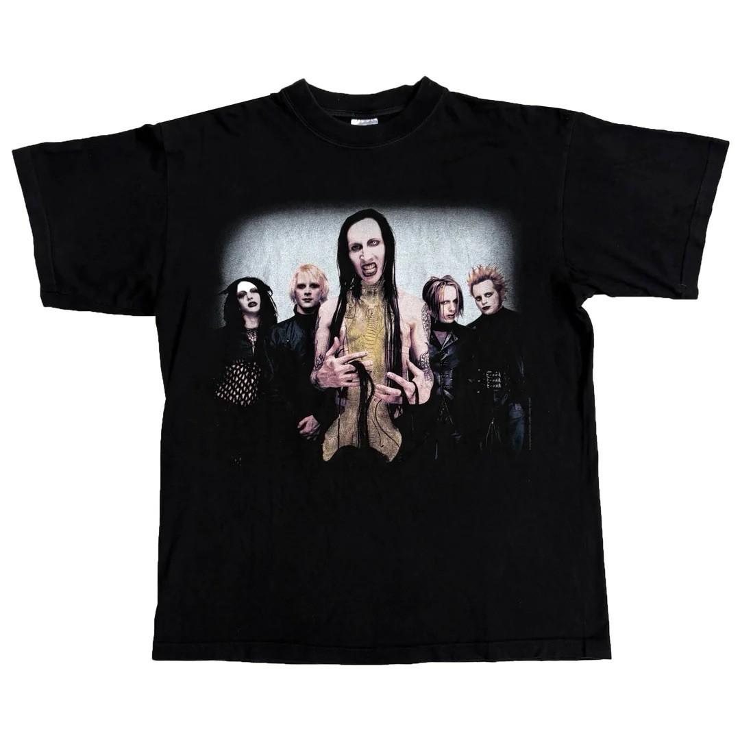 Marilyn Manson 2000 Vintage Guns God And Government Band Concert Rare Unisex T-Shirt XXXL