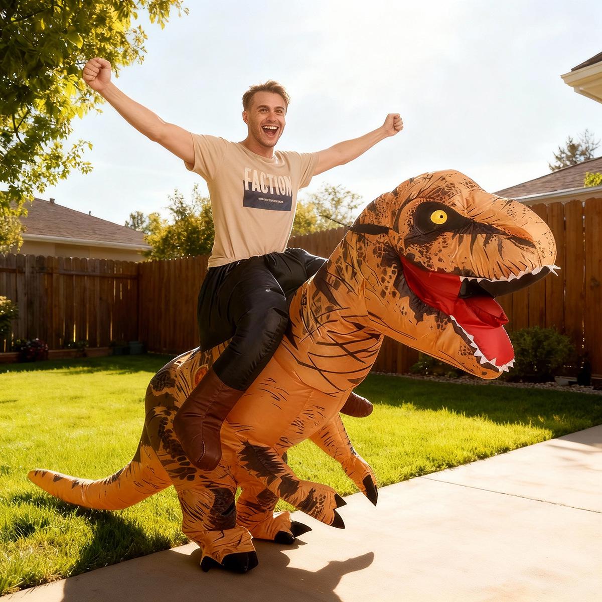 Adult Inflatable Yellow T-Rex Dinosaur Costume for Halloween and Performances 150cm-180cm