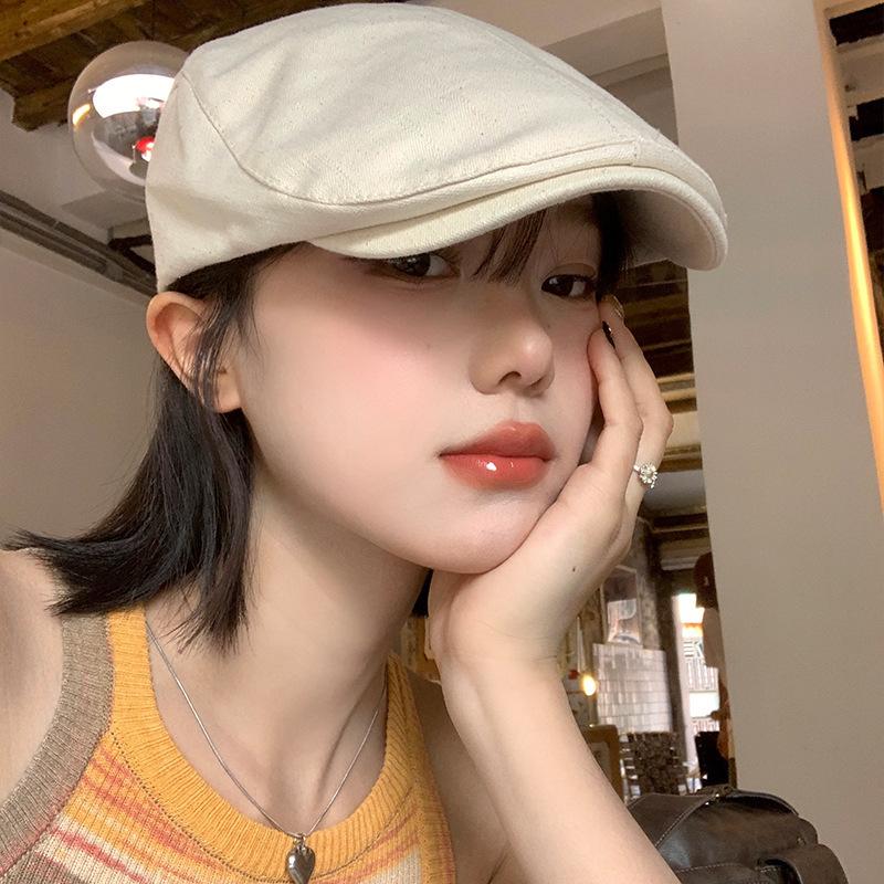 British style retro forward hat women spring and autumn versatile anti-wearing beret fashion big head circumference show face small hat trend