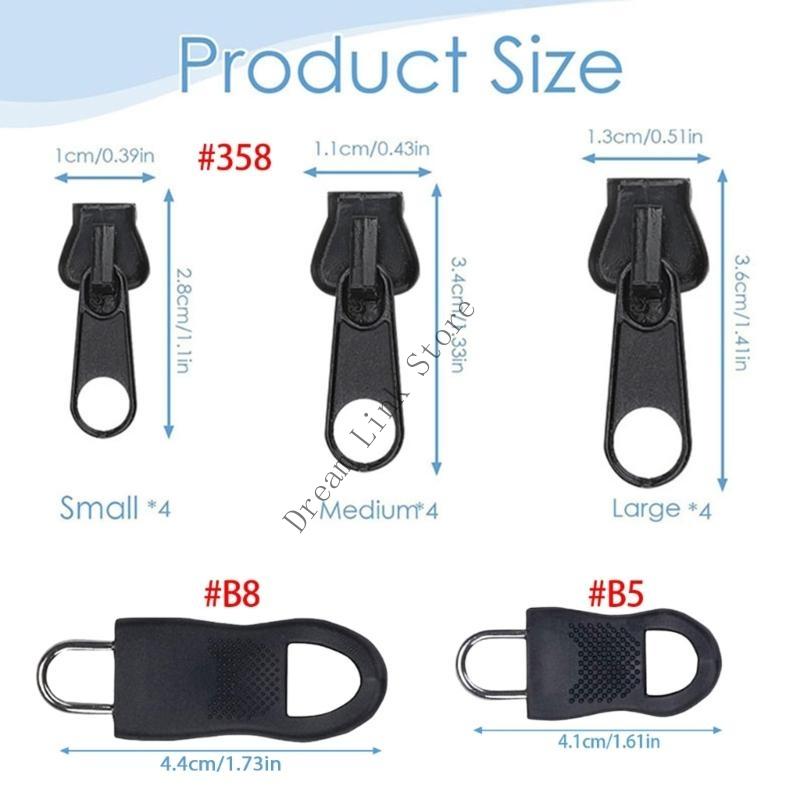 Q1FD Pack of 12 Removable Zippers Pulls Detachable Zippers Pulls Replacements ZippersGripper Mend Fixer for Suitcase Luggage