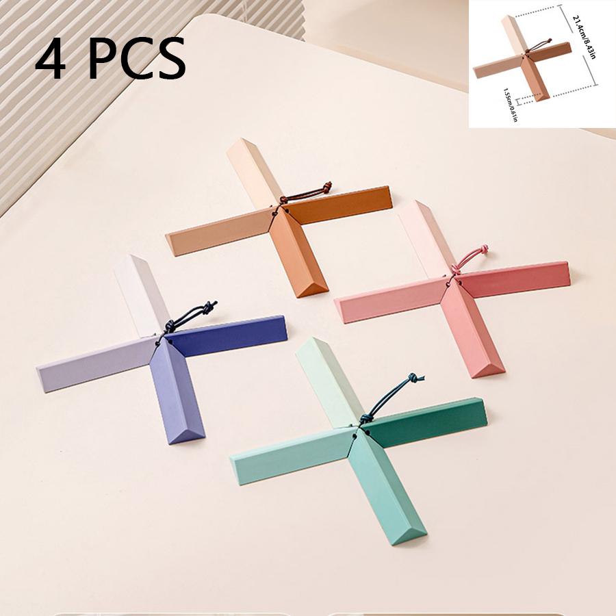 4pc Silicone Heat-Resistant Mat Pot Holder Dining Table Heat-Proof Coaster Waterproof Non-Slip Coaster Foldable Hanging Storage