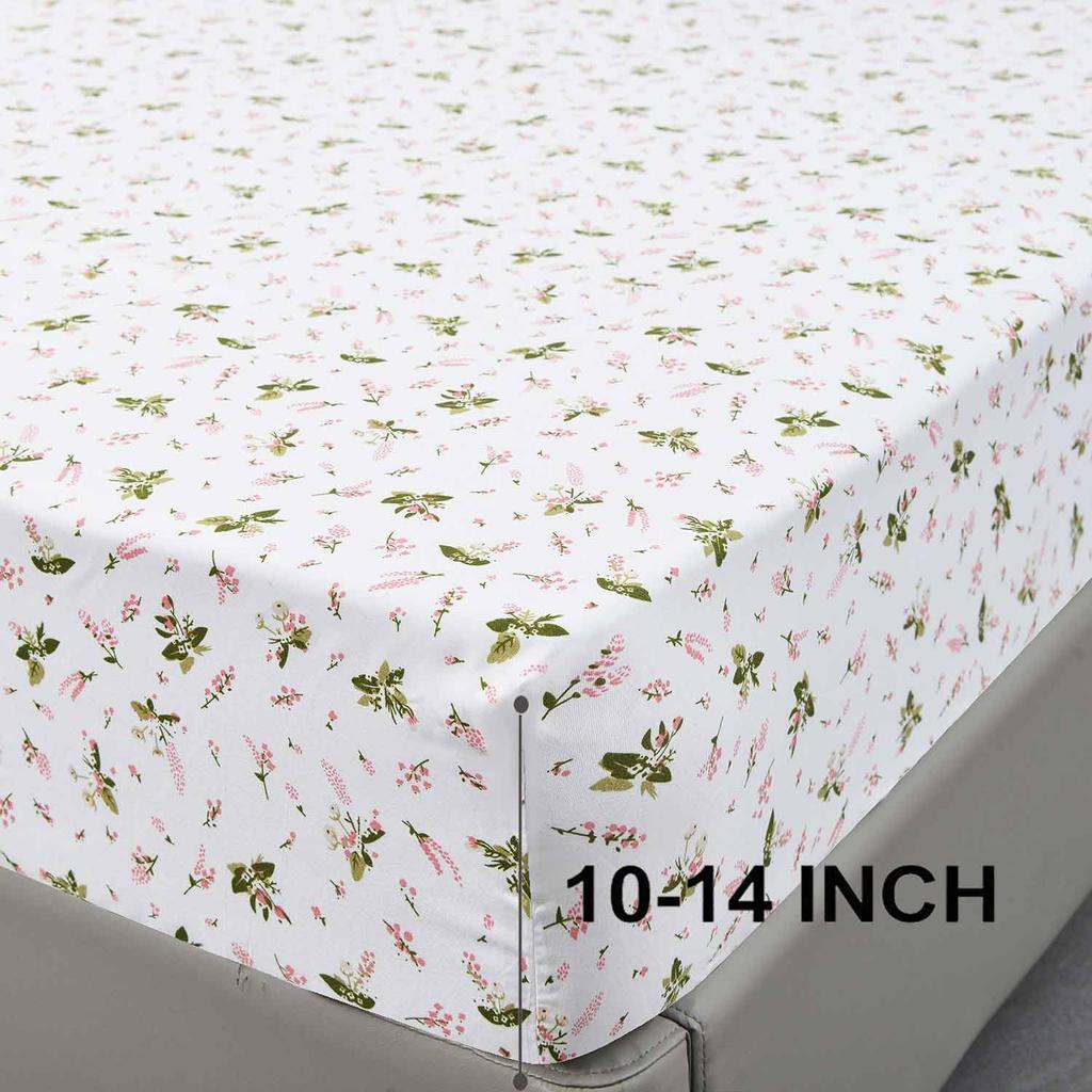Plant Flower Pattern Bed Hat Three-Piece Digital Printing Bed Hat Bedding Set Adult Children