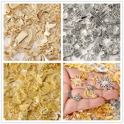 Mix Anhänger Metall GoldSilber Farbe Tier Sonne Engel Blatt DIY Anhänger Charms Für Schmuckherstellung Großhandel Vintage Materialien Zubehör