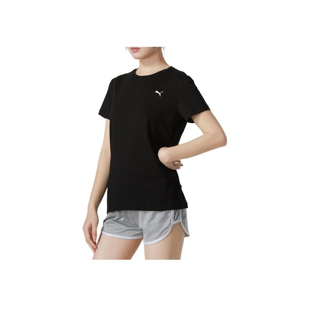 Puma Logo Solid Color Casual Fitness Training Comfortable Fashion Trendy Breathable Short Sleeve T-Shirt Women Tops Black 630561-51