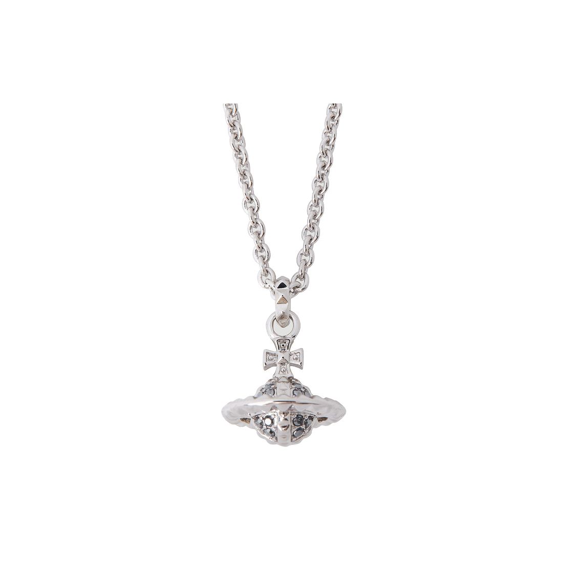 

Vivienne Westwood Mayfair Small Orb 3D Saturn Crystal Pendant Necklace Men necklace Gunmetal-Grey Silver 6302039V02W130 Box