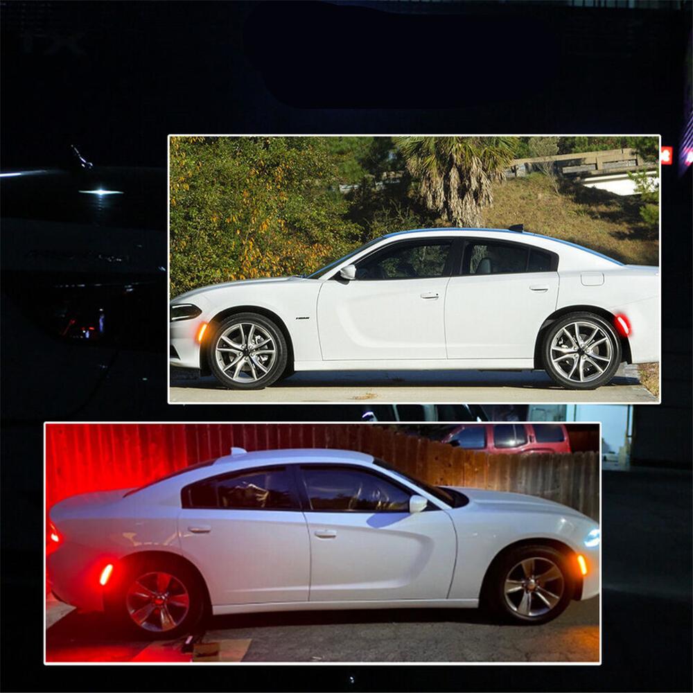 4 Stück LED Seitenmarkierungsleuchten Vorne Hinten Für 2015-2023 Dodge Charger Getönte Linse
