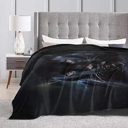 Panther Animal Black Throw Blanket Ultra Soft Velvet Blanket Lightweight Bed Quilt Durable Home Decor Flannel Fleece Blanket