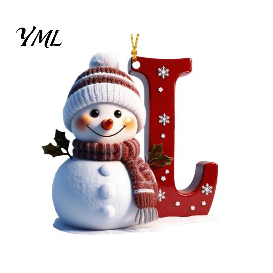 Personalized Snowman Letter Ornaments 2D Christmas Ornaments, for Tree, Customized Party Favors Kids Initial Ornament, Ornament DIY Hanging Xmas Decor