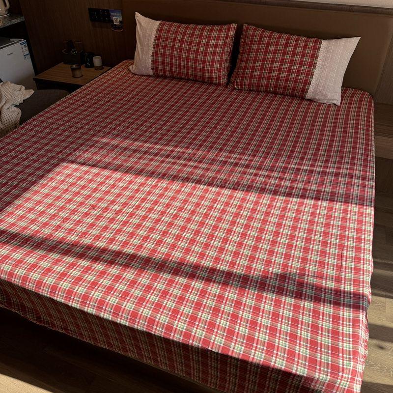 American Retro Checkered Bed Fitted Sheet Single Piece Fully Enclosed Bed Cover Anti-Slip Mattress Protector Cover