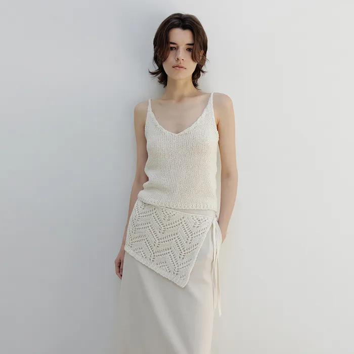 layered knit belt (ivory)