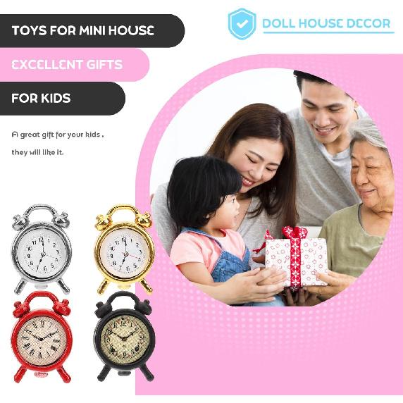 

STOBOK 4 шт. Миниатюрные будильники Аксессуары для украшения кукольного домика, Милые крошечные будильники Миниатюрные часы для мини-домика для DIY-поделок 1:12