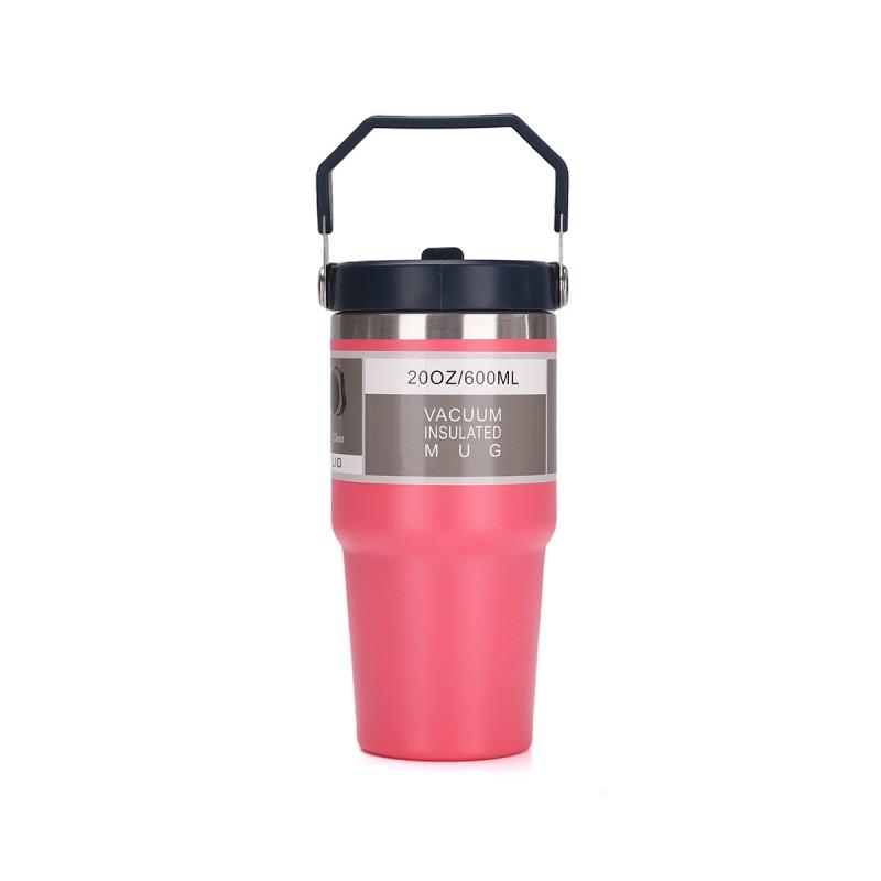20oz Stainless Steel Vacuum Insulated Travel Mug With Straw Lid Car Office Outdoor Use