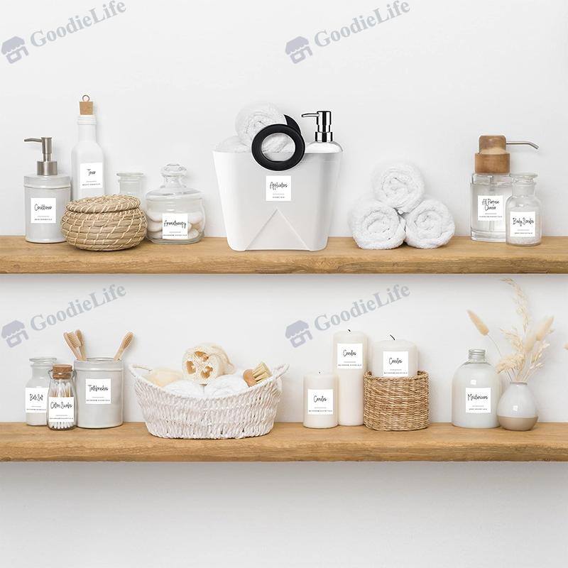 Waterproof Bathroom Stickers 189pcs Black Oil Resistant Labels for Storage and Cosmetic Categorization