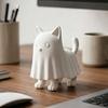 Collectible Kitten Sculpture Ghost Cat Figurine, 3D Printed Cute Cloak Kitty Sculpture, Minimalist Halloween Unique Table Centerpiece Tabletop Decor,