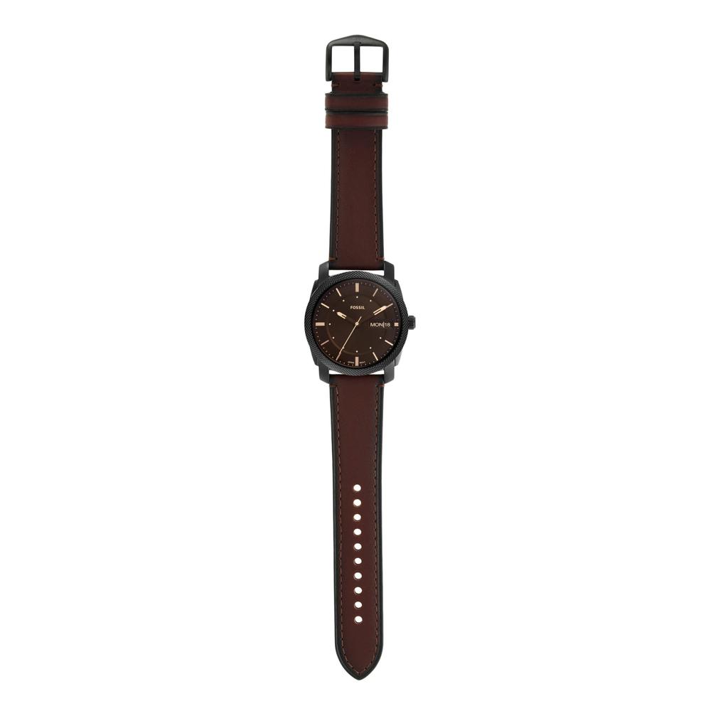 MACHINE Three-Hand Date Braun Leather Watch