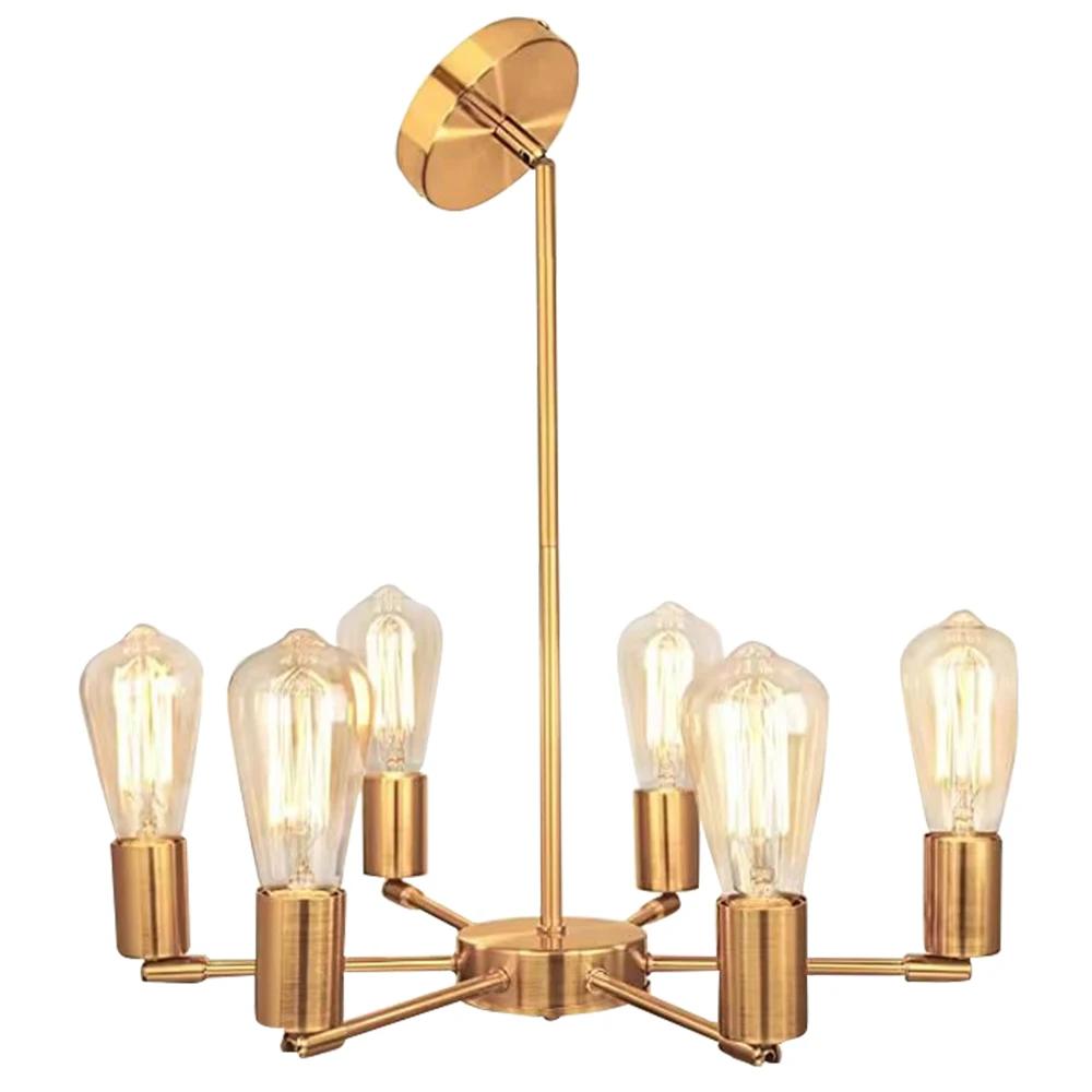 

JOYINLED 6-Light Sputnik Chandelier Modern Gold Metal Semi Flush Mount Ceiling Light Fixture Industrial for Bedroom Living Room No Bulb