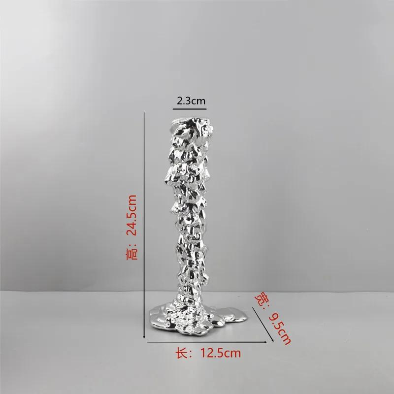 Modern Minimalist Electroplated Silver Resin Candle Holder, Centerpiece of Living Room Dining Table, Home Decoration Ornament