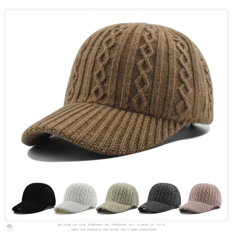 Women's Knit Baseball Cap Korean Japanese Style Face Slimming Thermal Winter Peaked Hat Versatile Fashion