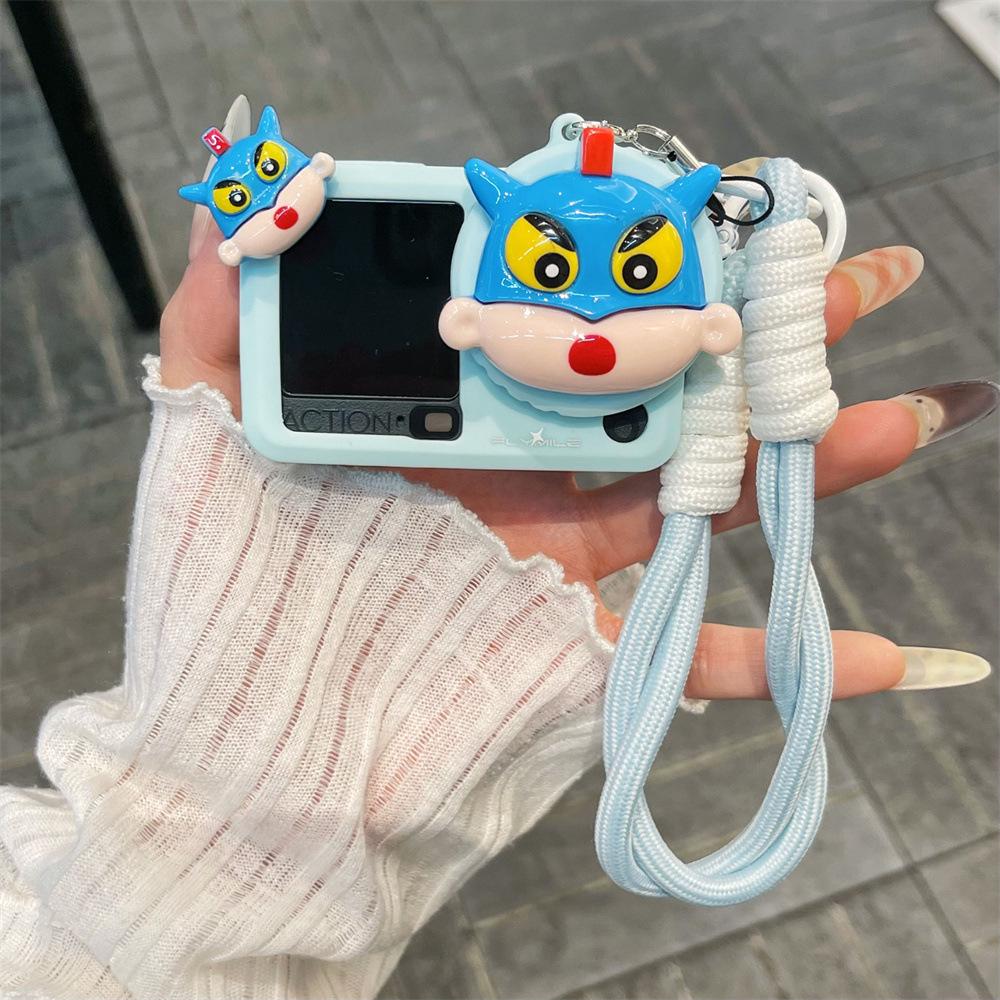 Creative Shin-chan Superman Protective Case with Solid Color Lanyard for DJI Action 3/4/6