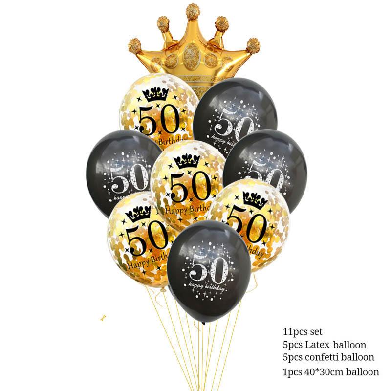 Black Gold 30 40 50 60 Years Birthday Party Confetti Balloon 30th 50th Birthday Party Decorations Adult Party Ballon Air Globos