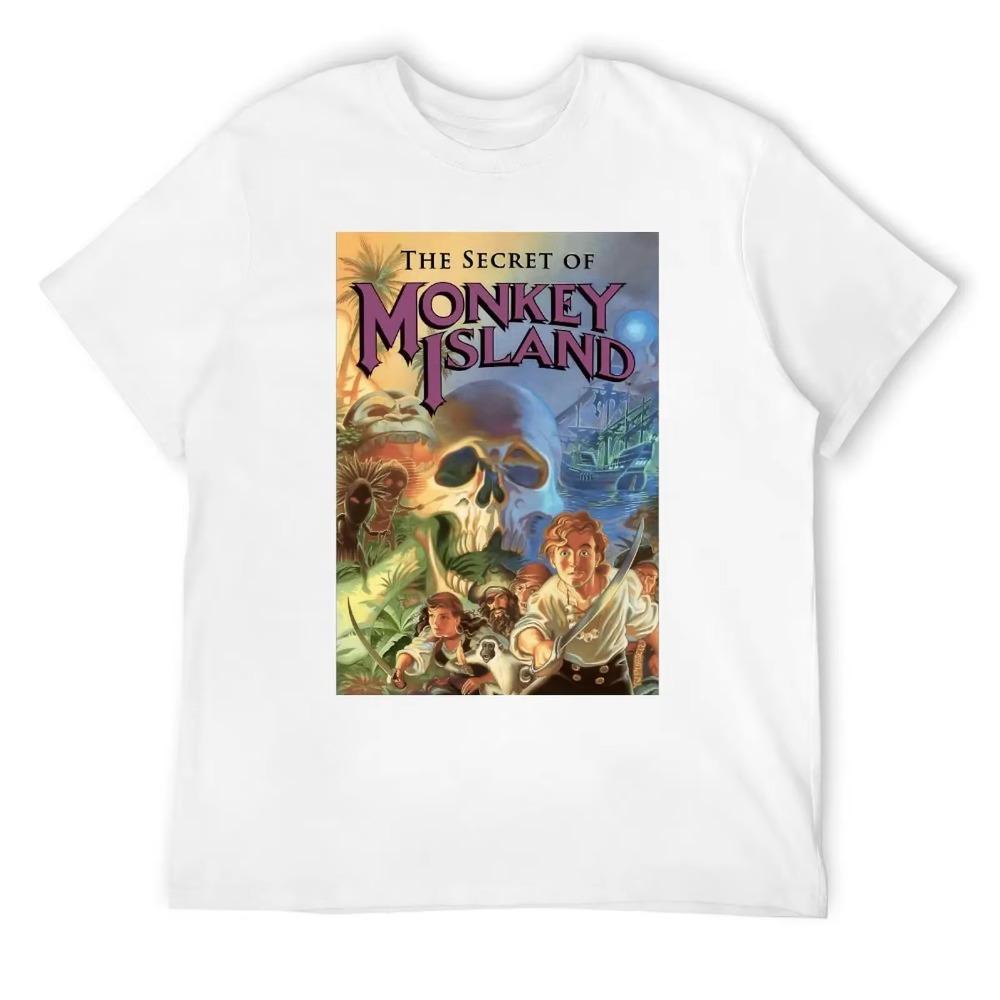 

Футболка THE SECRET OF MONKEY ISLAND Классическая футболка с круглым вырезом Спорт Юмор Графический досуг Размер США XXXXXL белый