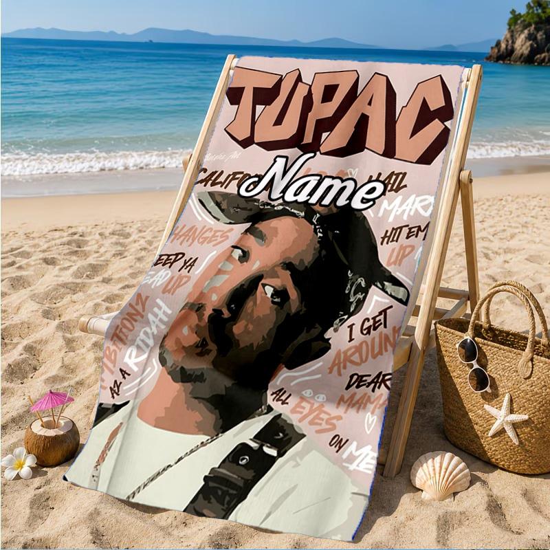 Custom Name Tribute Tupac's Legacy Heart In Space Adventure Microfiber Beach Towel, Lightweight for Summer Travel, Swimming Pool Fan Gift