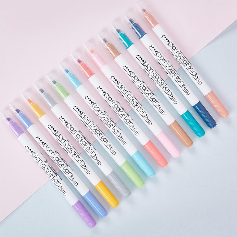 6Pcs Double Tip Fine Pen Light Color Dot Painting Brush Set Marker Painting Set Painting Pen Office School Supplies Art Supplies
