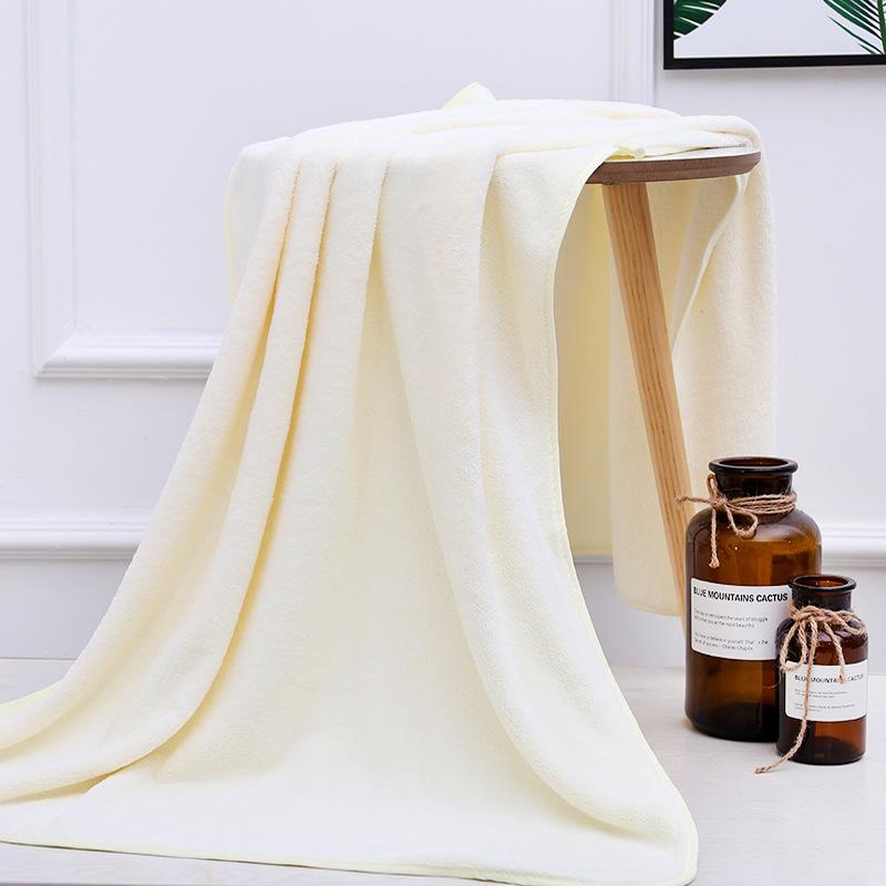 

Толстое полотенце и банное полотенце из кораллового флиса, однотонное, мягкое и впитывающее, подходит для дома, спортзала, полотенец для умывания лица 140*70cm бежевый