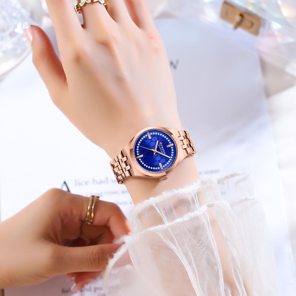 CURREN Original Unique Dial Quartz Watch for Women Fashion Elegant Ladies Watches Stainless Steel Waterproof Women's Wristwatch