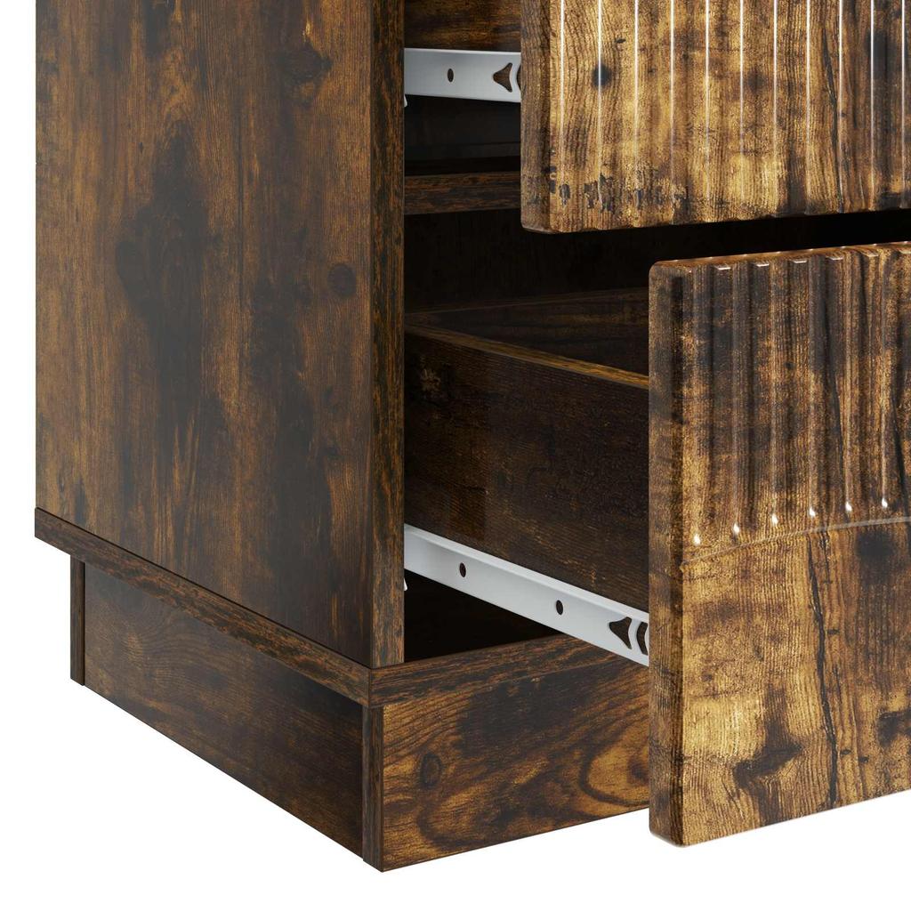 Nightstand Smoked Oak 62 X 34.5 X 44.5 Cm Particleboard