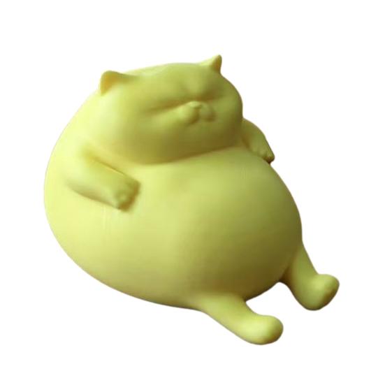Office Desk Accessories 3D Printed Fat Cat Figurine, Cute Lazy Statue, Room Decor Aesthetic Minimalist Tabletop Ornament for And Shelf Decorations