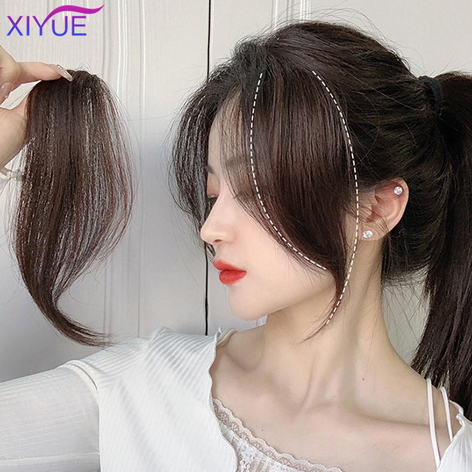 Natural Invisible False Middle-part Bangs Hair Extensions Clip In the Front Side Bangs Synthetic Fake Fringe Hairpiece