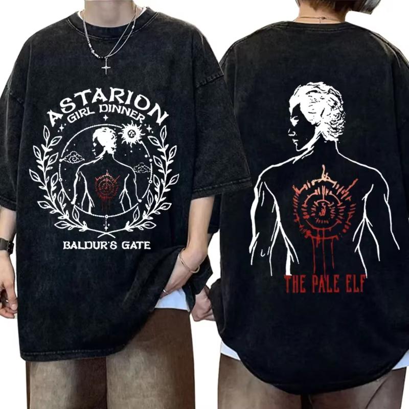 Astarion Girl Dinner Graphic T Shirt Baldurs Gate  Fan Gamer Washed T Shirts Women Unisexs Vintage Gothic Cool Tshirt Streetwear