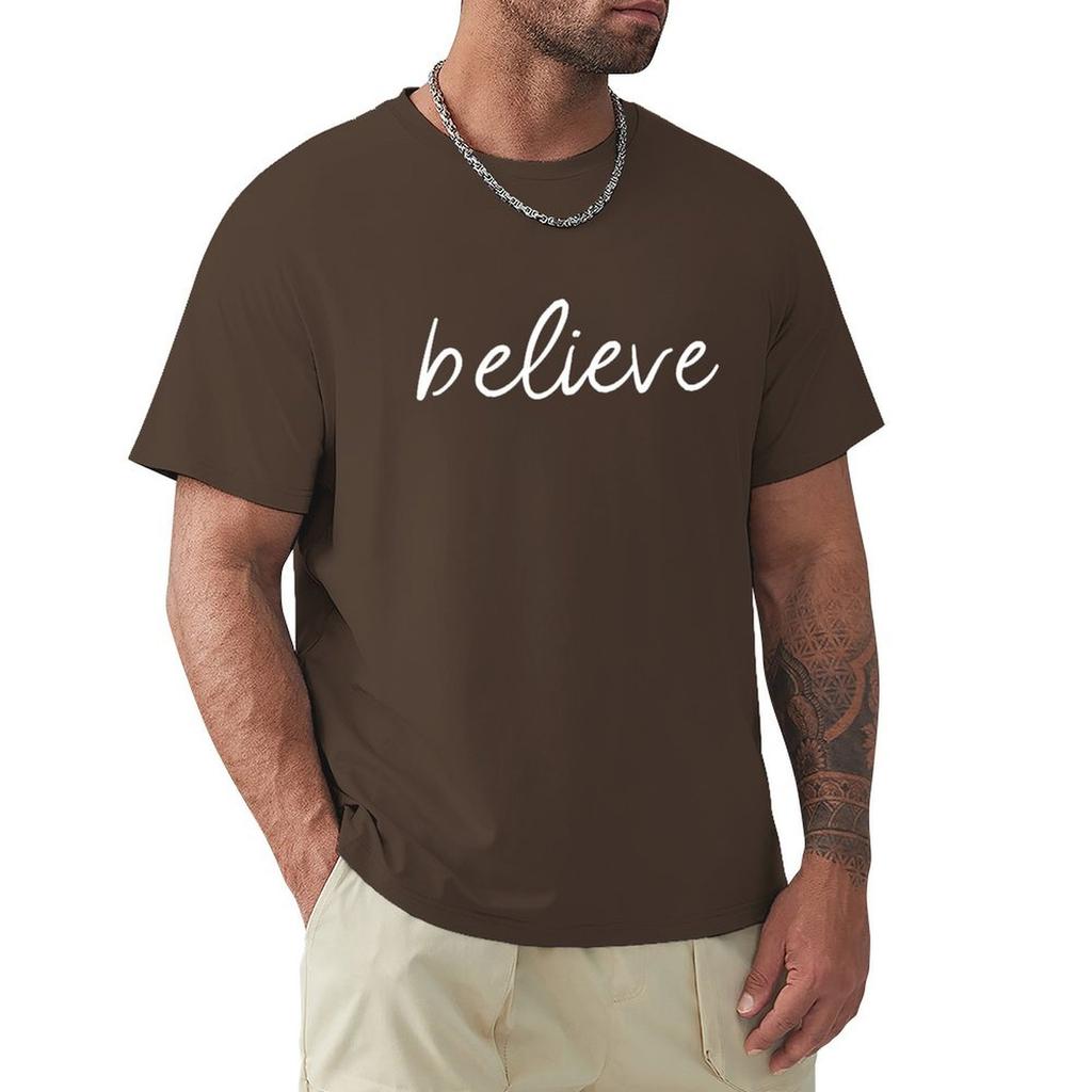 Believe T-Shirt Tees Custom T Shirt Anime Figures Aesthetic Clothing Mens Cotton T Shirts