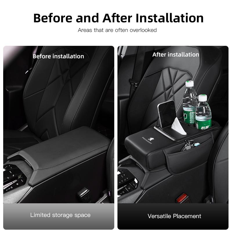 Car Armrest Cushion Auto Amrest Pillow Cover Height Pad/Car keychain For Peugeot 408 4008 308 3008 Rifter 5008 508 2008 208 LC 301