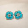 Luxury And Fashionable Turquoise Earings Stud With  Inlaid Blue Flower Earrings For Women Classic Wedding Jewelry Gift