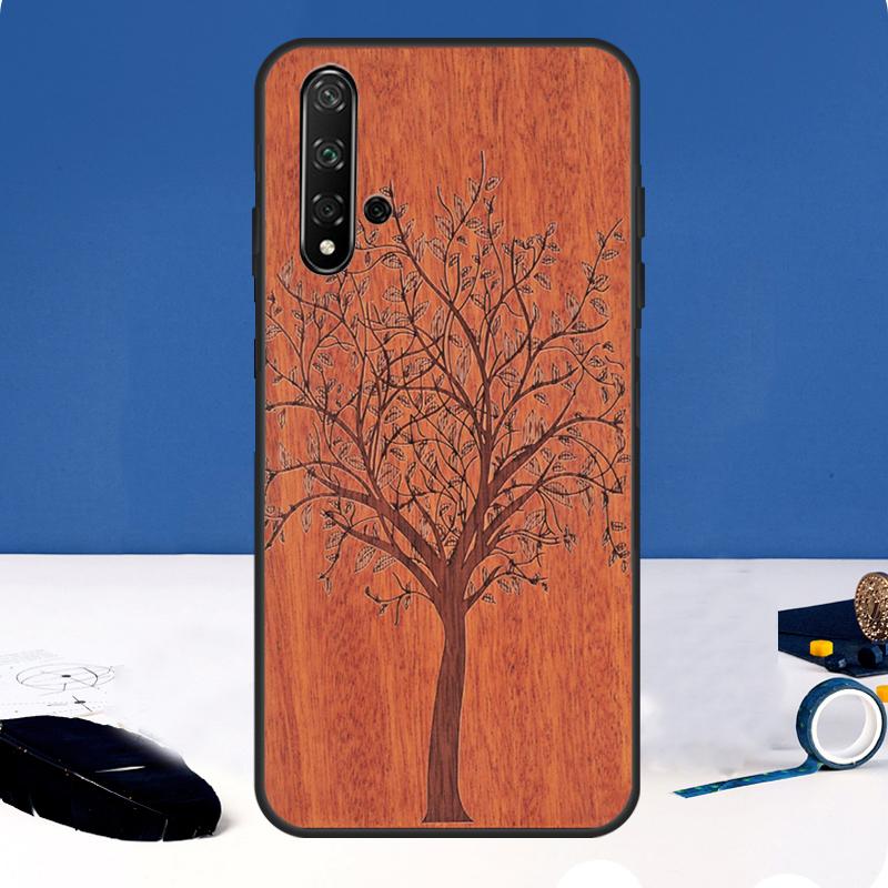 Bamboo Wood Pattern Skull Print Case For Huawei Nova Y90 Y91 Y60 Y61 Y70 10 9 SE 11 Pro 5T 11i 8i 3i P20 P40 P30 Lite Cover