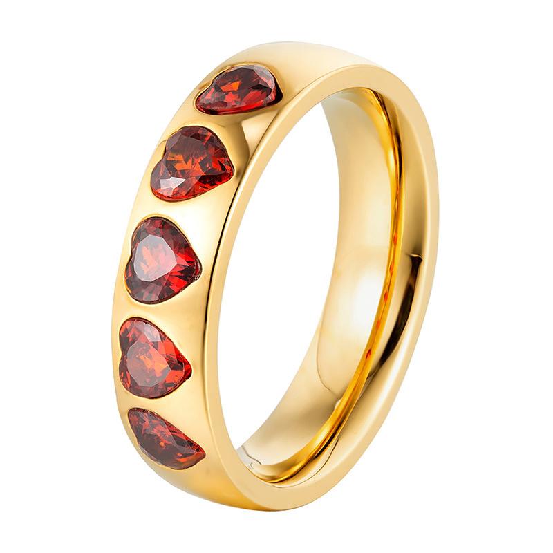 New Love Row Diamond Ring Plated Light Luxury High-end Ring Women's Titanium Steel Jewelry