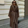 Herbst und Winter Nerzfellmantel Verlängert Mode Imitation Pelzjacke Damen Anzugkragen Gürtel Umweltfreundliches Pelz Oberteil
