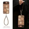 Retro Flower Phone Case For iPhone 13 15 14 16 17 Pro Max Plus 12 11 Wrist Strap Cover Shockproof Funda Back Cover