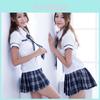 Women's Sexy Lingerie School Girl Uniform Cosplay Costume With Stylish Turn-down Collar And Pleated Skirt