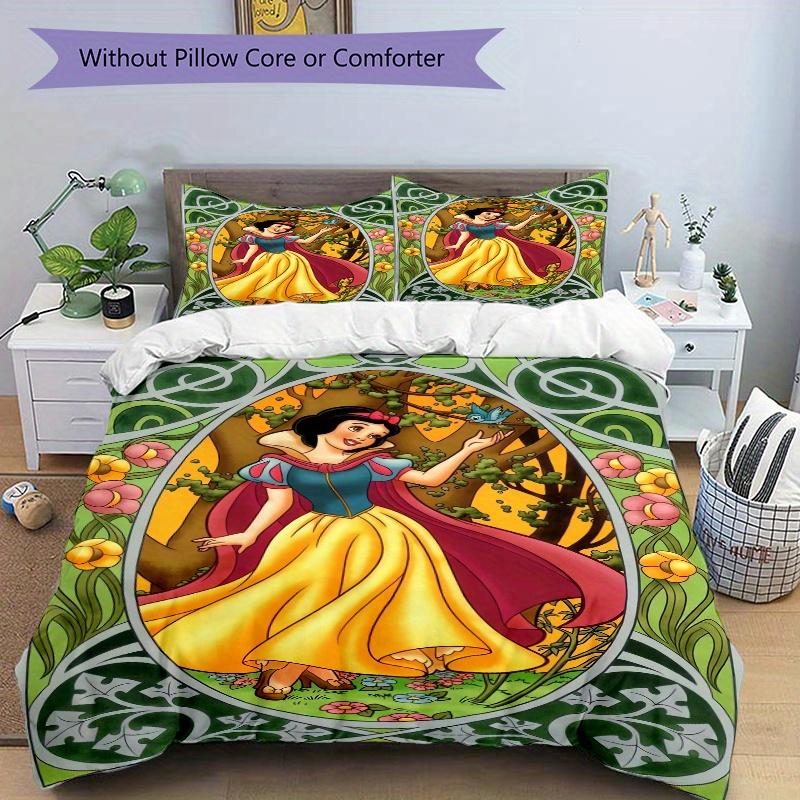3pcs Snow White Bedding Set - Includes 1 Quilt Cover and 2 Pillowcases, Comfortable Bedding with Stylish Design for Bedroom, Machine Washable - P