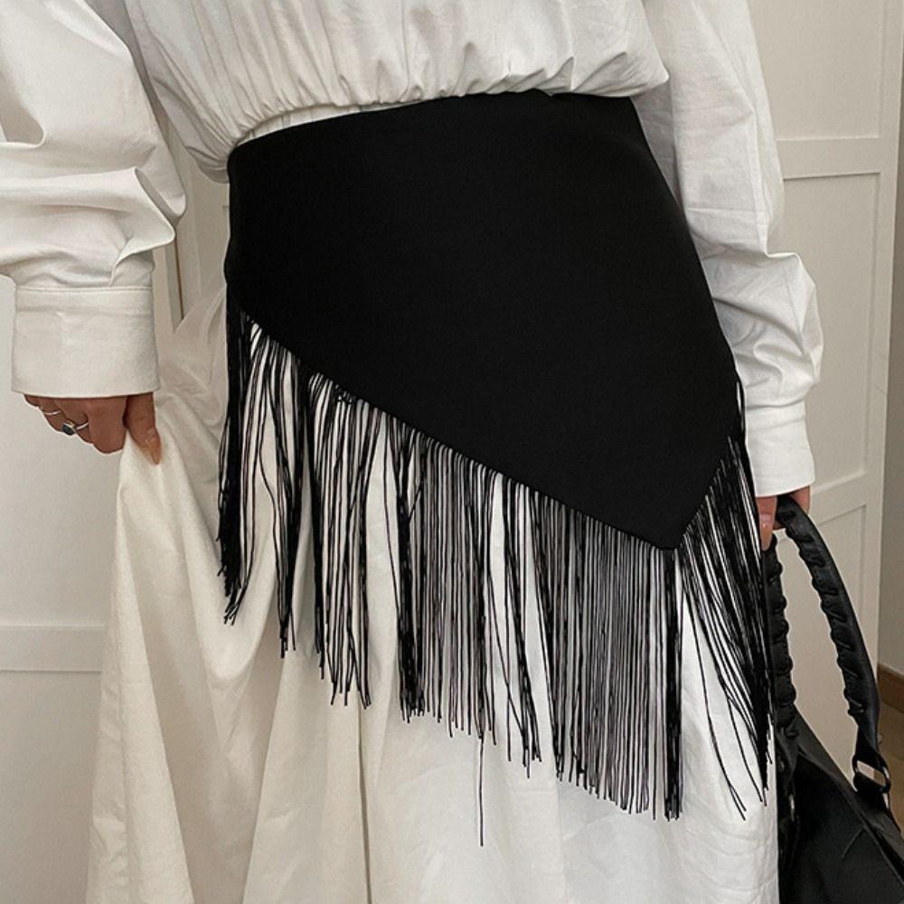 Chinese Style Triangular Waist Belt Printing Mini Apron Fashion Bohemia Wide Waistband Streetwear